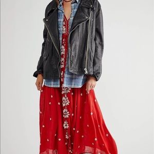 ❌SOLD ❌Free People Embroidered V Maxi Dress” (Red)